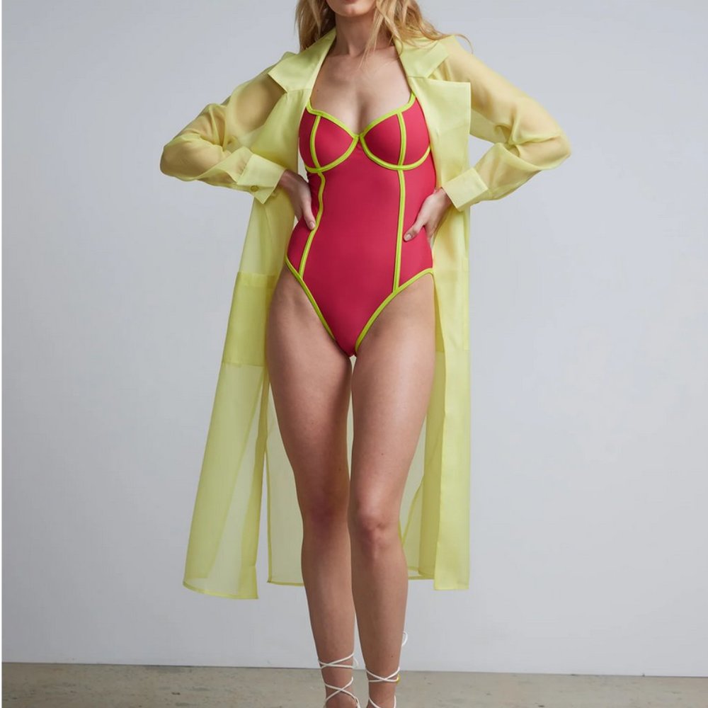 New York & Company Contrast-Trim One Piece